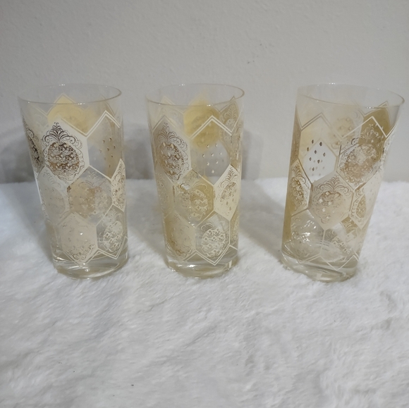 3 Cera Ned Harris Highball Cocktail Glasses 22Kt "6" Pineapple Tumblers - Picture 7 of 12